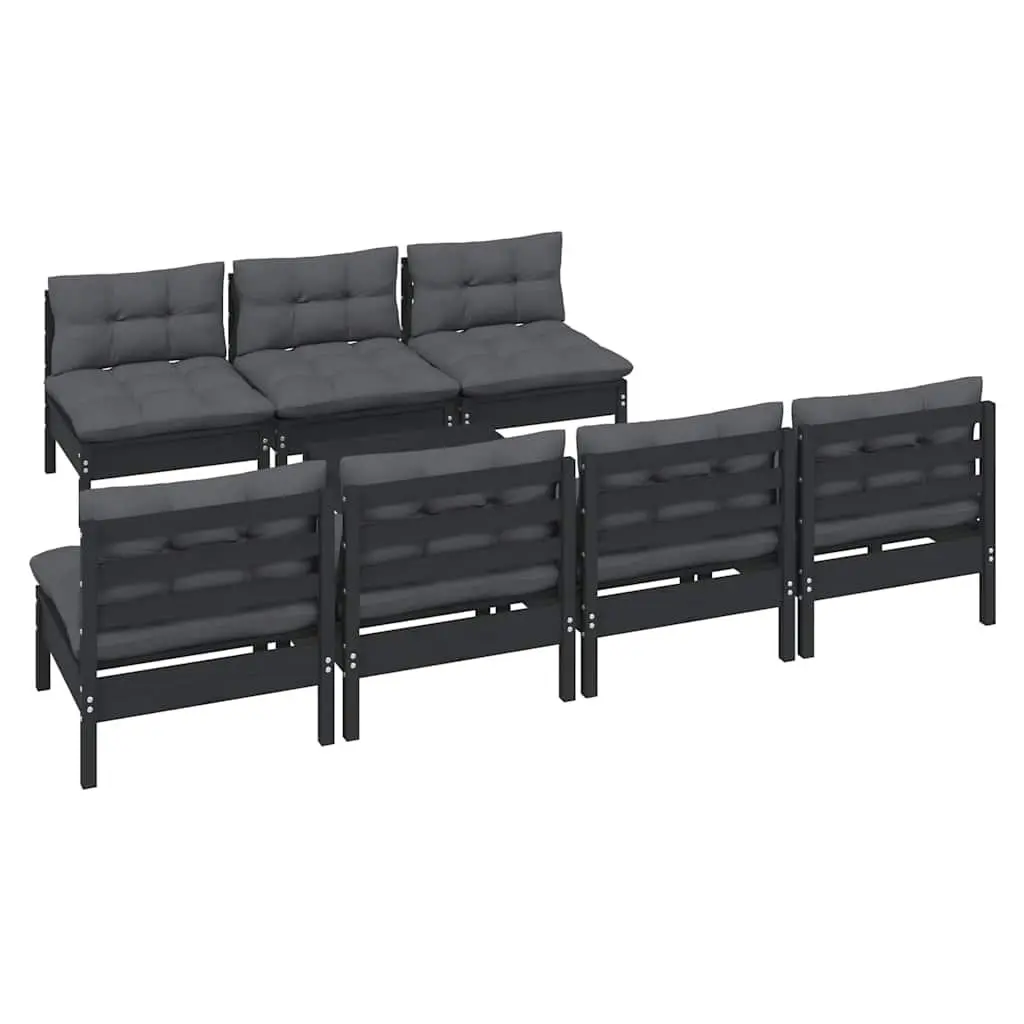 Garden Lounge Set Modular Outdoor Patio Furniture 8 Piece Black