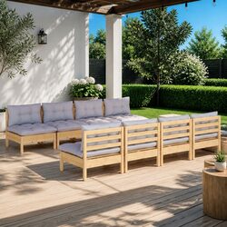 Your 6 Piece Outdoor Lounge Sofa Set with Grey Cushions Awaits