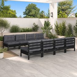 Comfortable 9 Piece Outdoor Lounge Set in Solid Pinewood