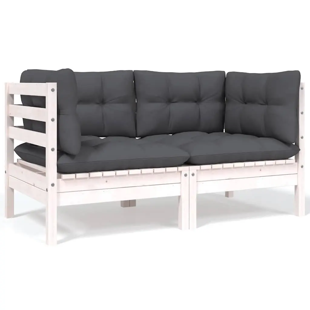 Garden Lounge Set 4 Piece Outdoor Patio Furniture White with Cushions Modular