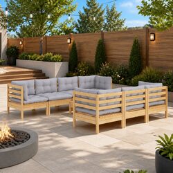 Value-Driven 8 Piece Lounge Set with Grey Cushions