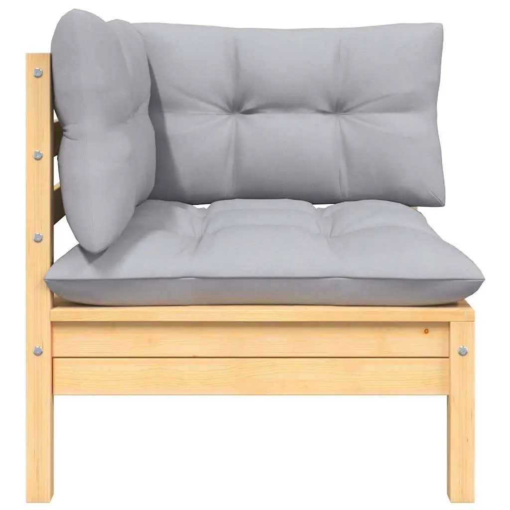 Garden Lounge Set 8 Piece Outdoor Patio Furniture with Grey Cushions Solid Wood