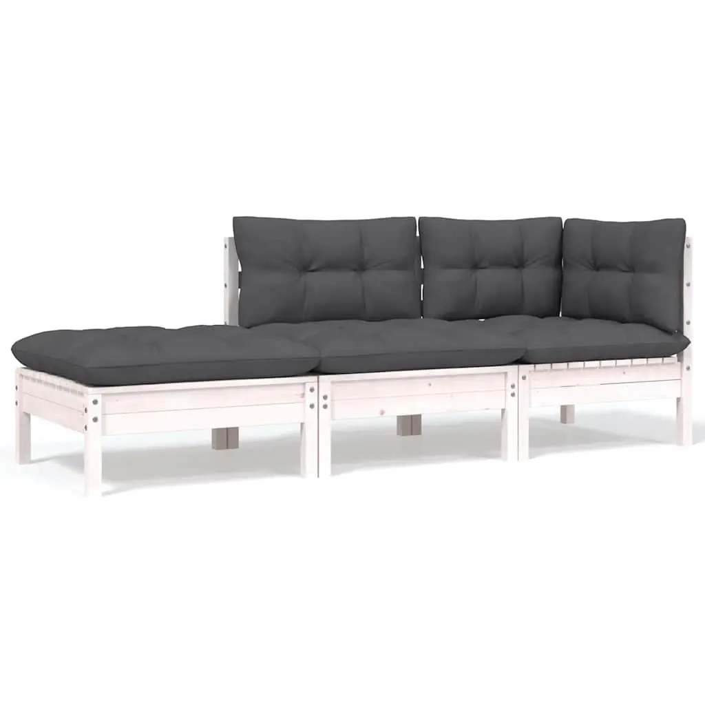 8 Piece Modular Garden Lounge Set Outdoor Patio Furniture with Cushions White