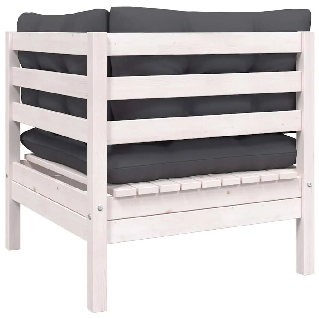 8 Piece Modular Garden Lounge Set Outdoor Patio Furniture with Cushions White