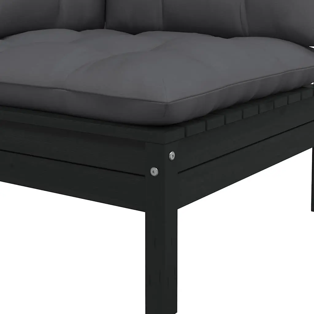 Garden Lounge Set Outdoor Patio Furniture 8 Piece Solid Pinewood Black