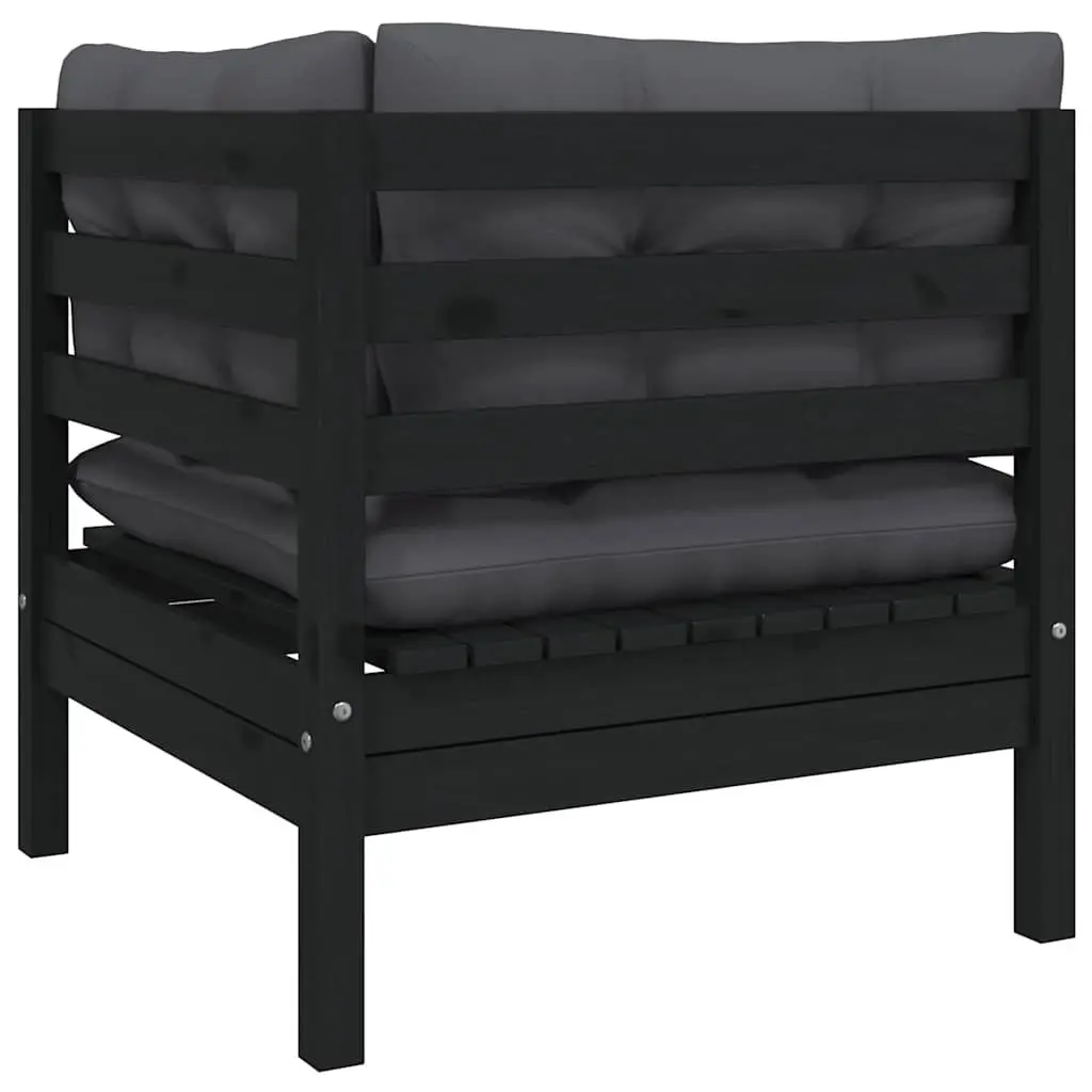 Garden Lounge Set Outdoor Patio Furniture 8 Piece Solid Pinewood Black