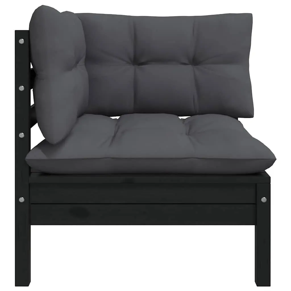 Garden Lounge Set Outdoor Patio Furniture 8 Piece Solid Pinewood Black