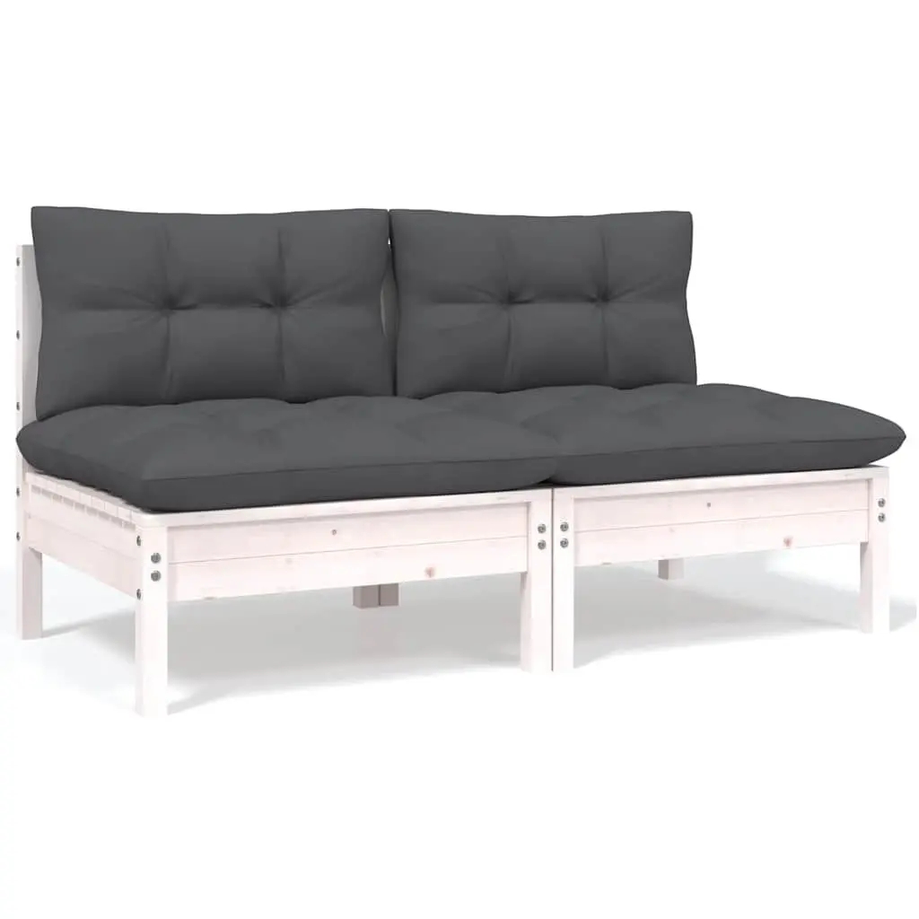 4 Piece Garden Lounge Set Cushions Solid Pinewood Patio Furniture White