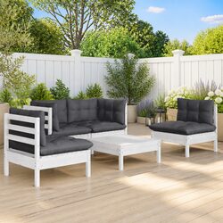 Comfortable 5 Piece Garden Lounge Set in White