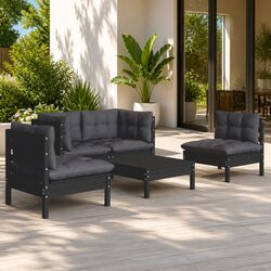 Garden Lounge Set 5 Piece Outdoor Furniture with Cushions Patio Seating Black