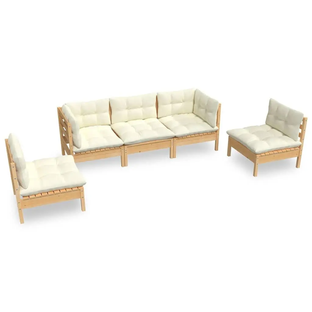 Garden Lounge Set Modular Outdoor Patio Furniture 5 Piece Cream