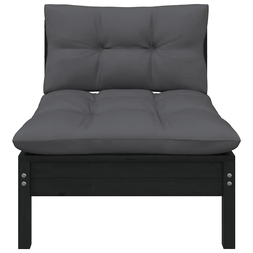 Garden Lounge Set Outdoor Furniture 5 Piece Black
