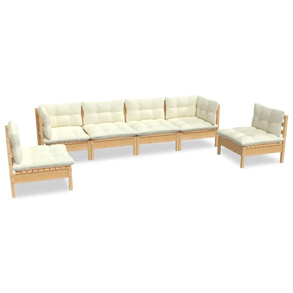Garden Lounge Set Modular Outdoor Patio Furniture 6 Piece Cream Cushions