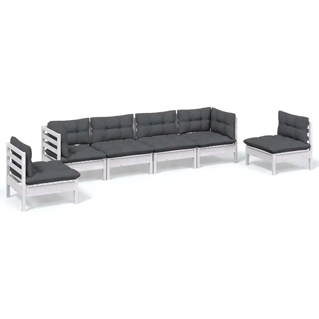 Garden Lounge Set 6 Piece Outdoor Patio Furniture White Modular