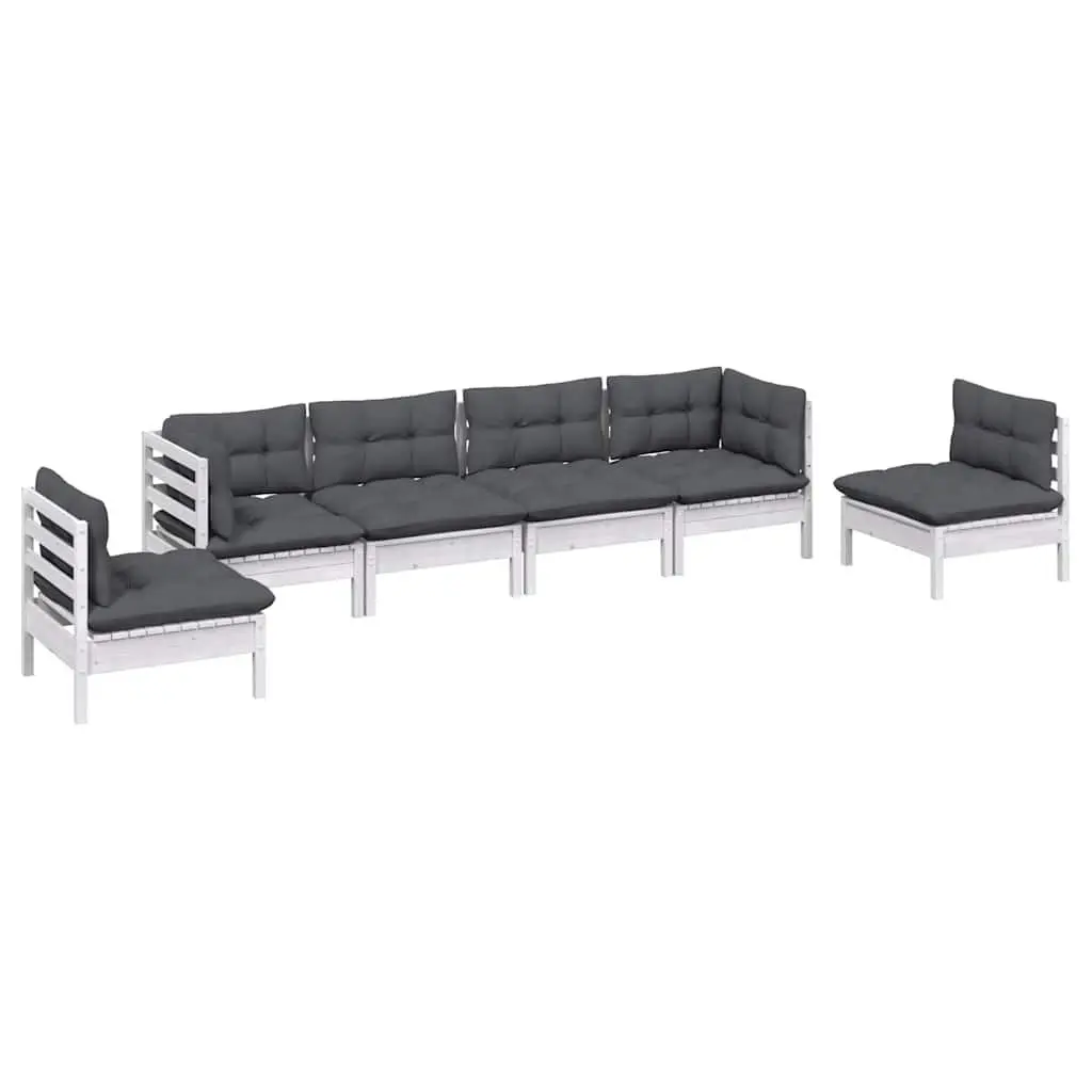 Garden Lounge Set 6 Piece Outdoor Patio Furniture White Modular