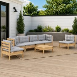 Comfortable 7 Piece Garden Lounge Set in Grey