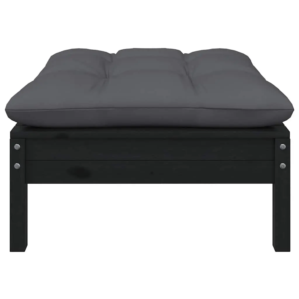 7 Piece Garden Lounge Set Outdoor Patio Furniture Solid Pinewood with Cushions Black