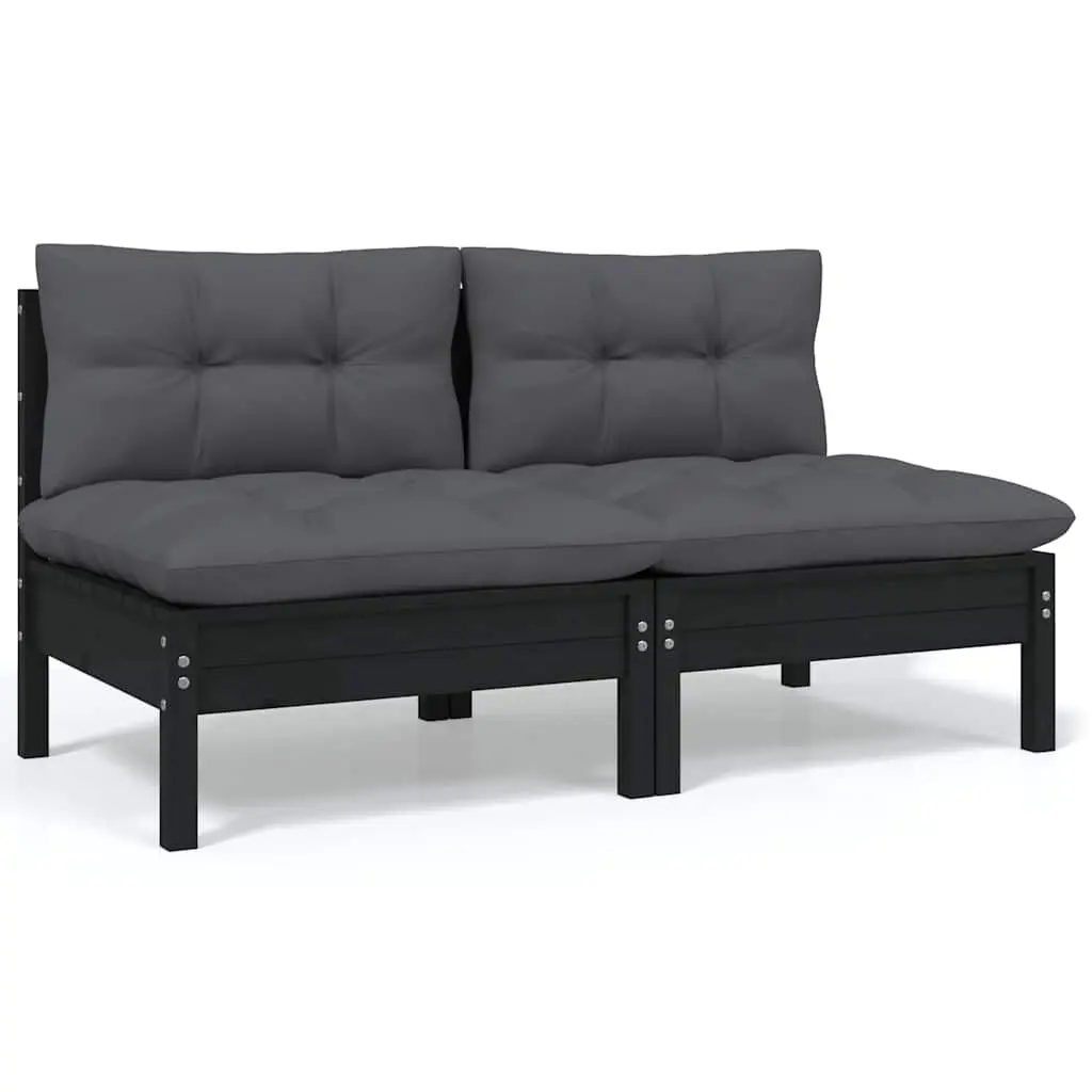 Garden Lounge Set 6 Piece Outdoor Furniture Patio Seating with Cushions Black