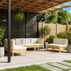 Durable 7 Piece Outdoor Lounge Set with Cream Cushions