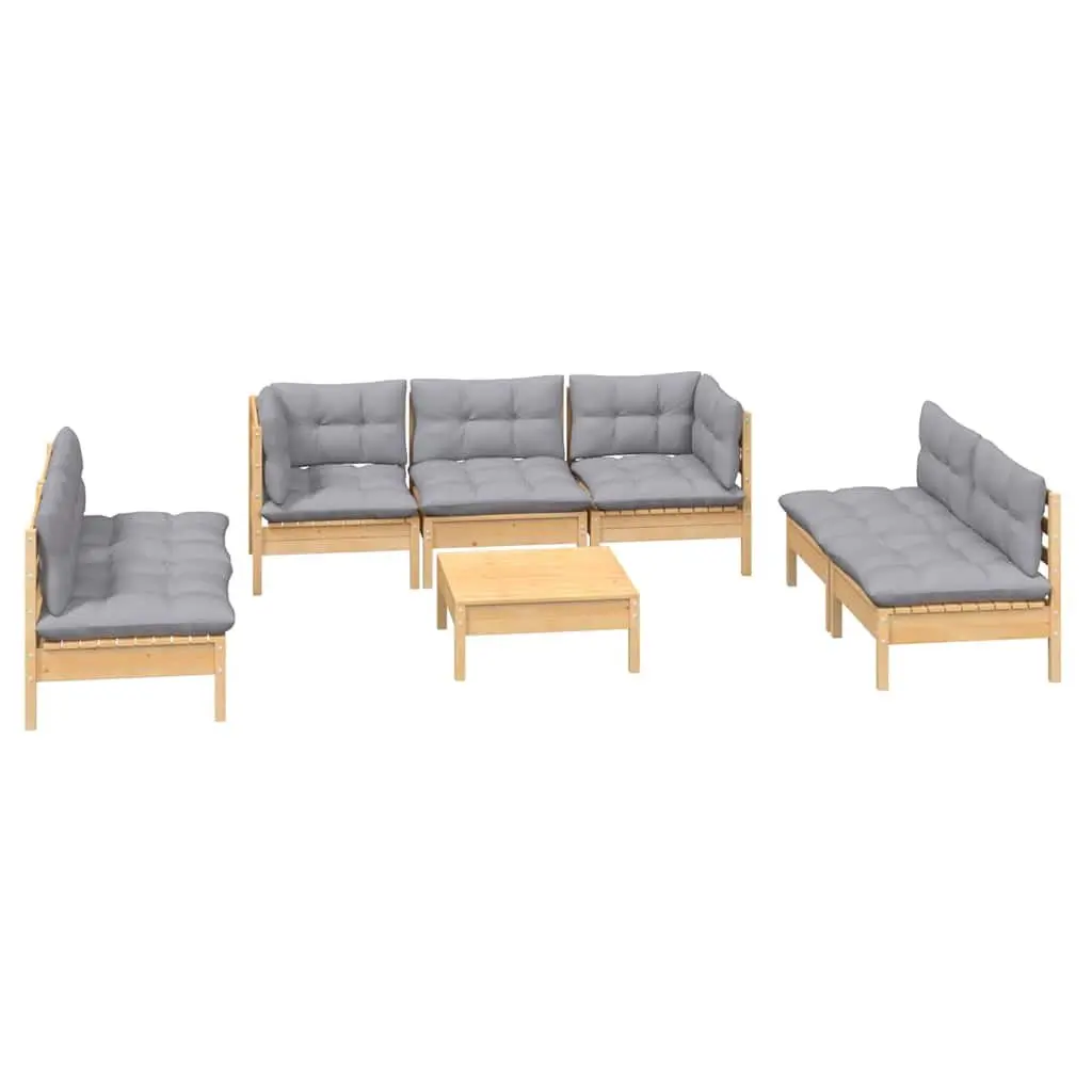 Garden Lounge Set 8 Piece Outdoor Patio Furniture Grey Cushions Modular