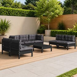 Comfortable 8-Piece Pinewood Lounge Set for Your Garden