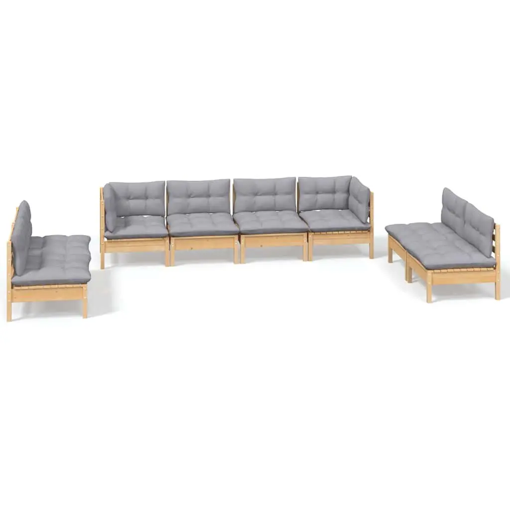 8-Piece Pinewood Lounge Set for Comfort