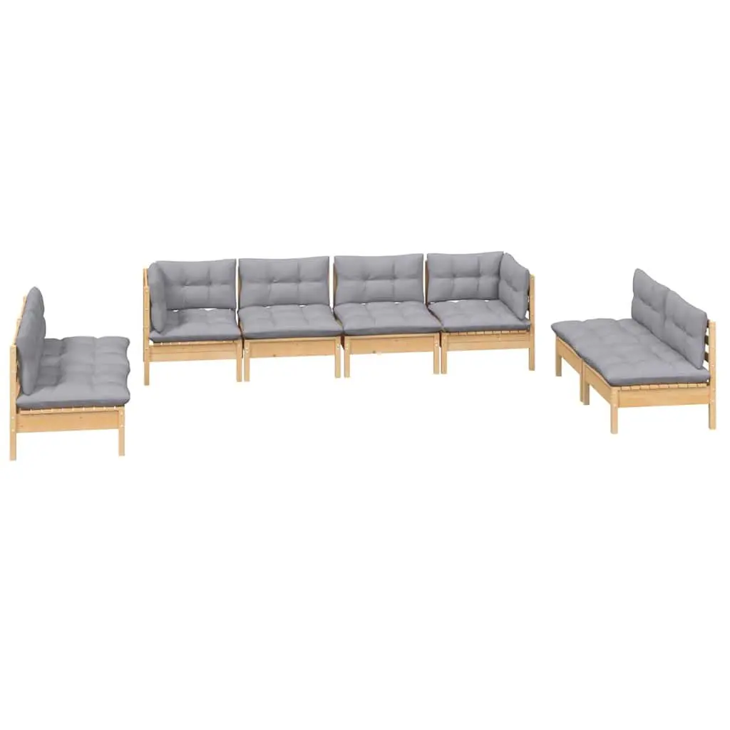 8-Piece Pinewood Lounge Set for Comfort