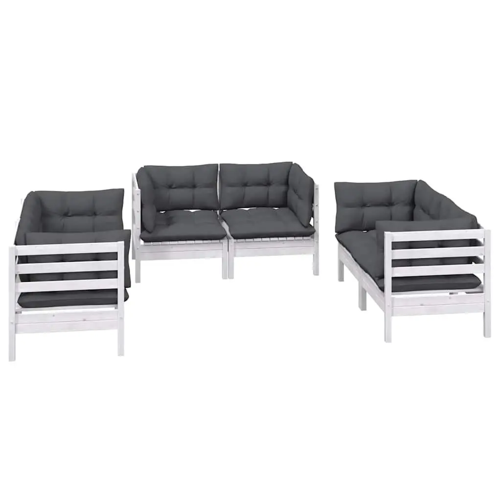 Garden Lounge Set Modular Outdoor Patio Furniture 6 Piece White