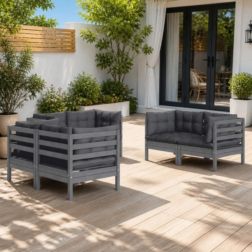 Garden Lounge Set Outdoor Patio Furniture 6 Piece Grey