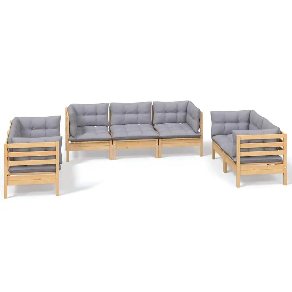 Garden Lounge Set 7 Piece Outdoor Patio Furniture Modular Sofa Grey Cushions
