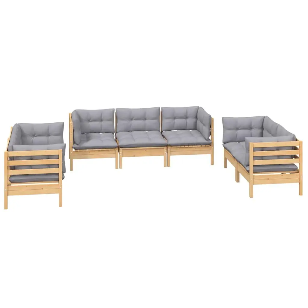 Garden Lounge Set 7 Piece Outdoor Patio Furniture Modular Sofa Grey Cushions