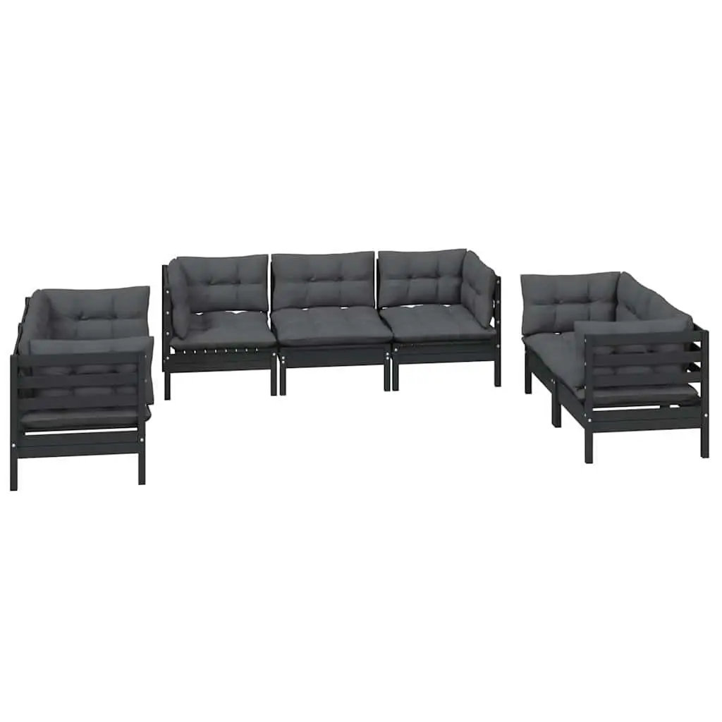 Garden Lounge Set 7 Piece Outdoor Furniture Patio Seating with Cushions Black