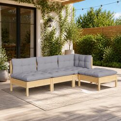 Reliable 4 Piece Patio Lounge Set with Grey Cushions for Your Home
