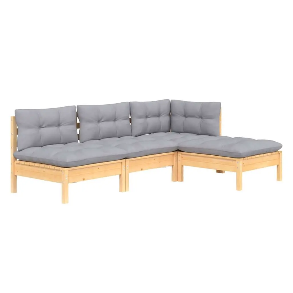 Garden Lounge Set Outdoor Patio Furniture 4 Piece Grey Cushions Modular