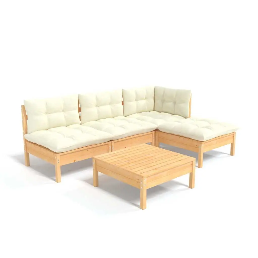 Garden Lounge Set 5 Piece Outdoor Patio Furniture Modular Cream