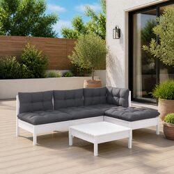 Reliable 5-Piece White Pinewood Lounge Set for Comfort