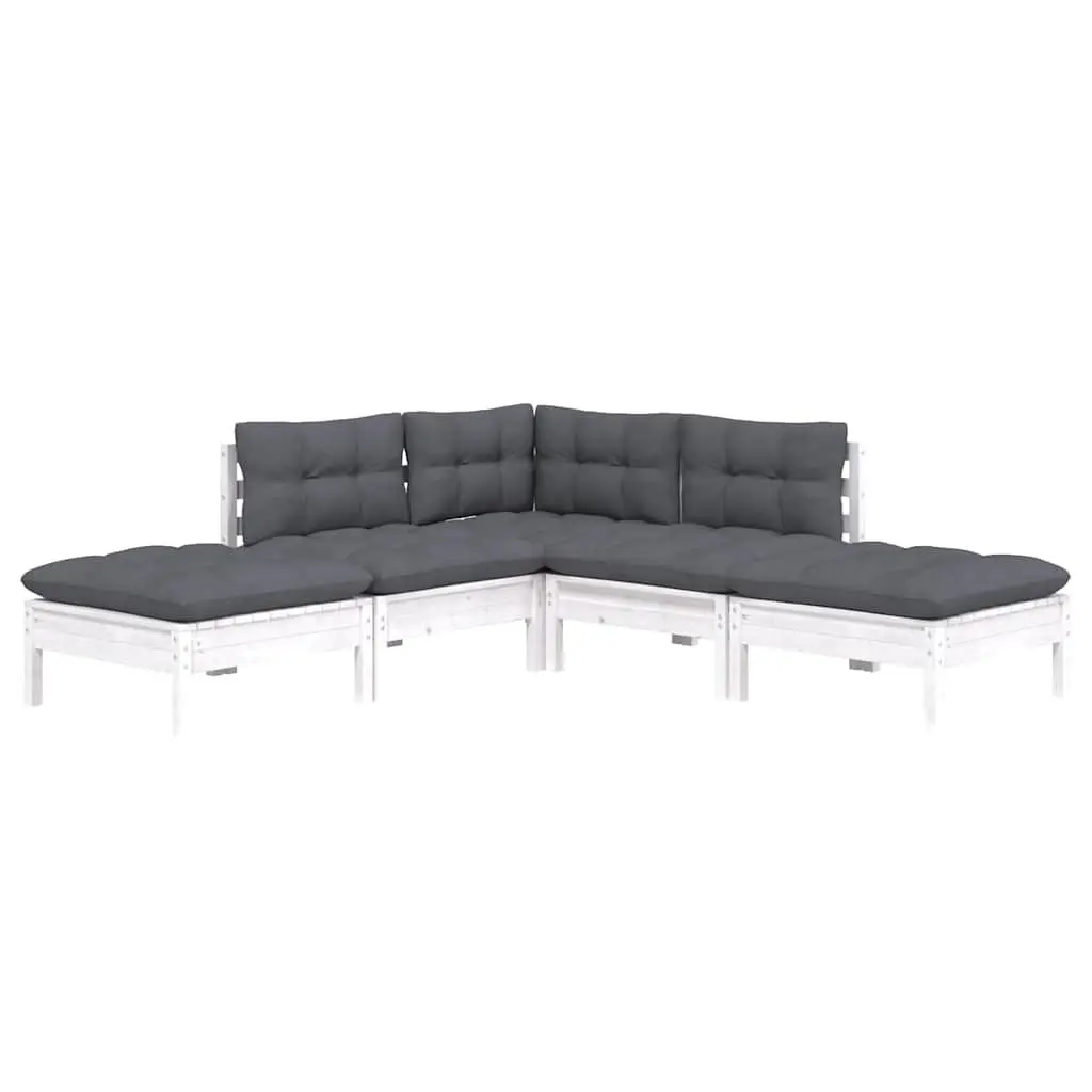 5 Piece Garden Lounge Set Outdoor Patio Furniture White with Cushions