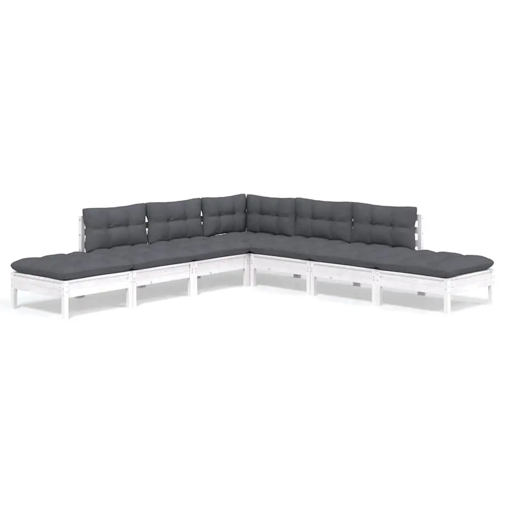 7 Piece Pinewood Garden Lounge Set with Cushions