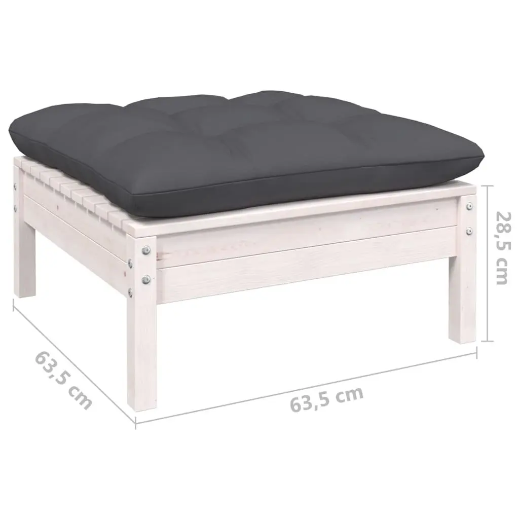 Garden Lounge Set 6 Piece White Pinewood Outdoor Furniture with Cushions