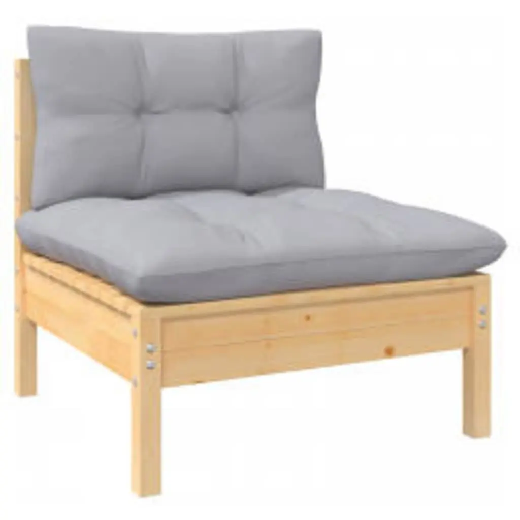 Garden Lounge Set 4 Piece Wooden Patio Furniture Grey Cushions Outdoor Seating