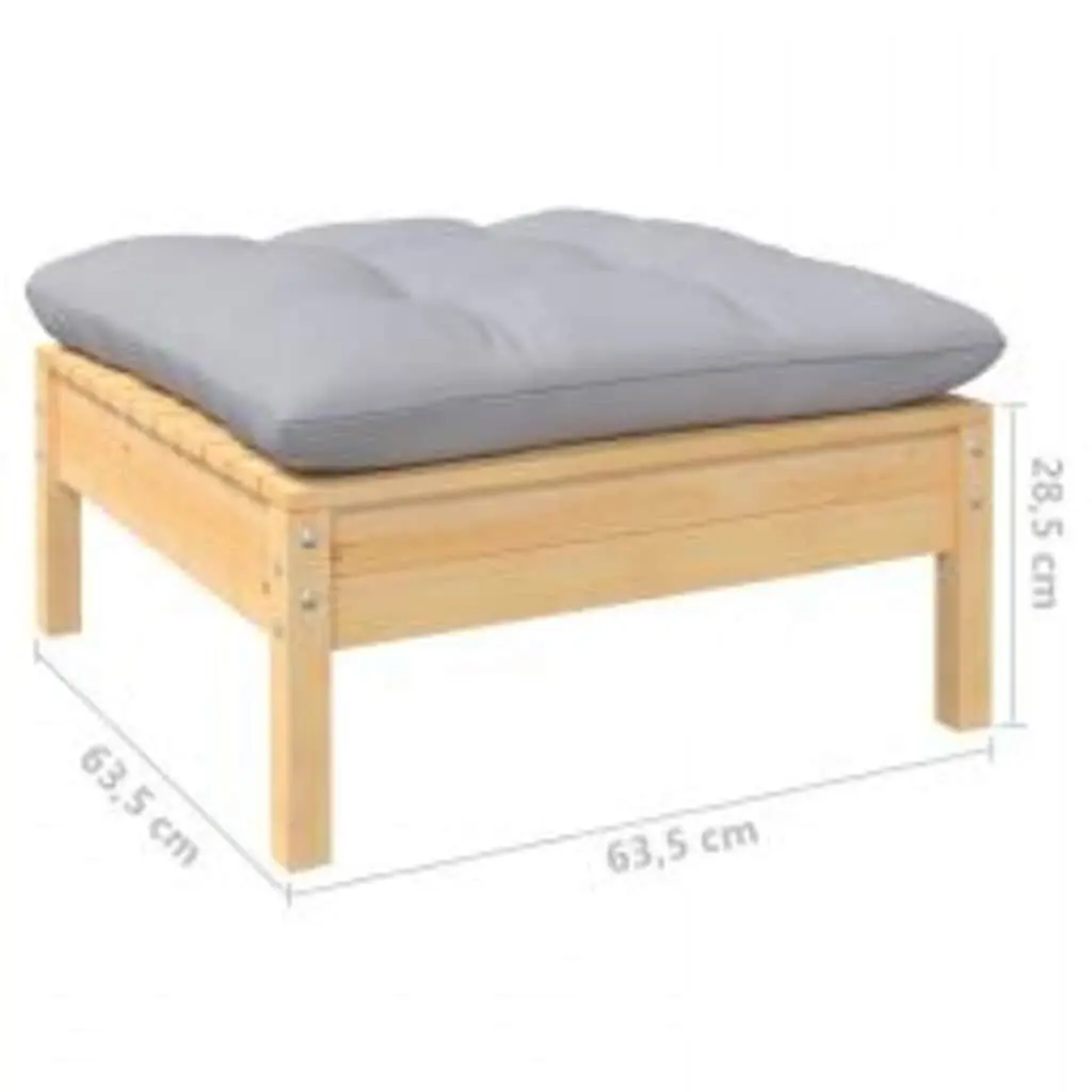 Garden Lounge Set 4 Piece Wooden Patio Furniture Grey Cushions Outdoor Seating