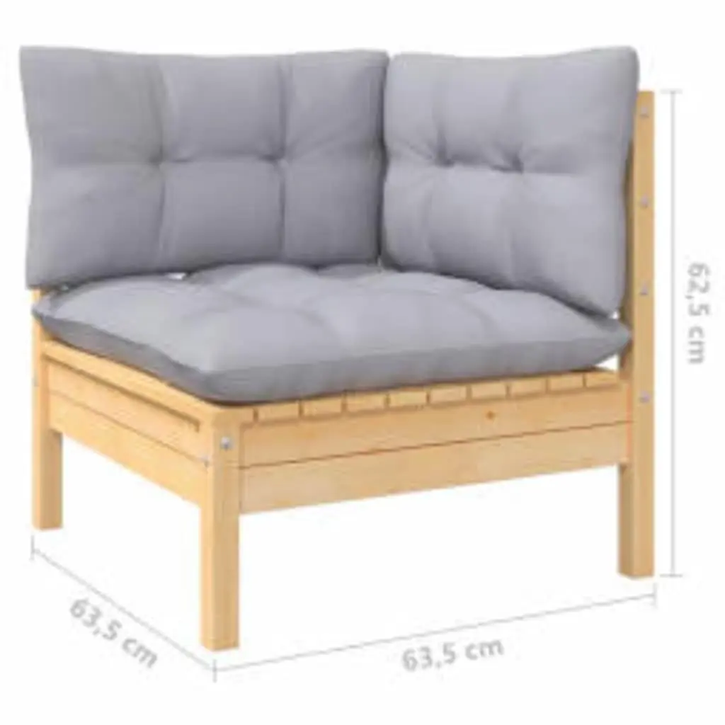 Garden Lounge Set 4 Piece Wooden Patio Furniture Grey Cushions Outdoor Seating