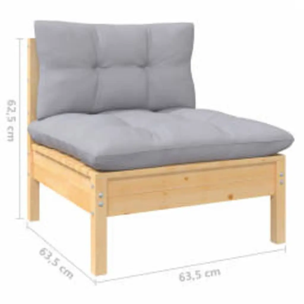Garden Lounge Set 4 Piece Wooden Patio Furniture Grey Cushions Outdoor Seating