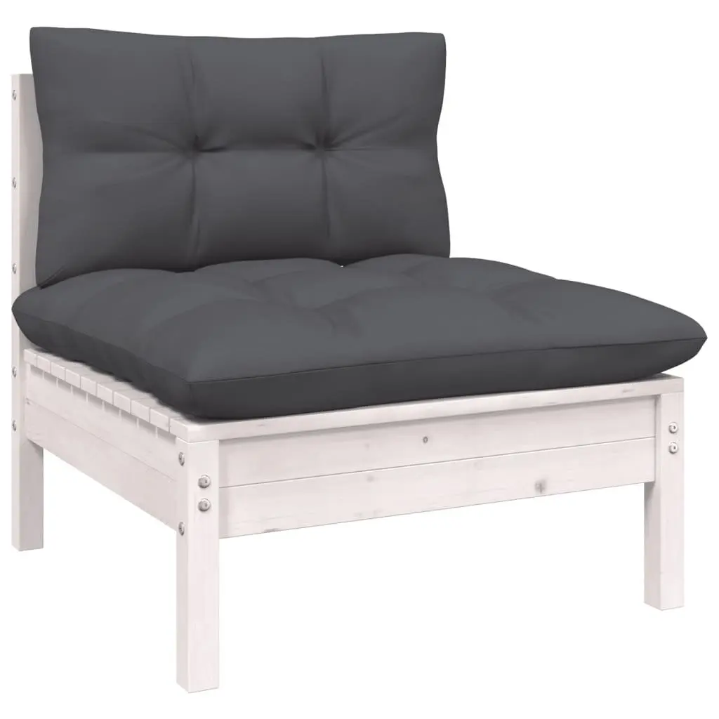 Garden Lounge Set 5 Piece White Outdoor Furniture Patio with Cushions