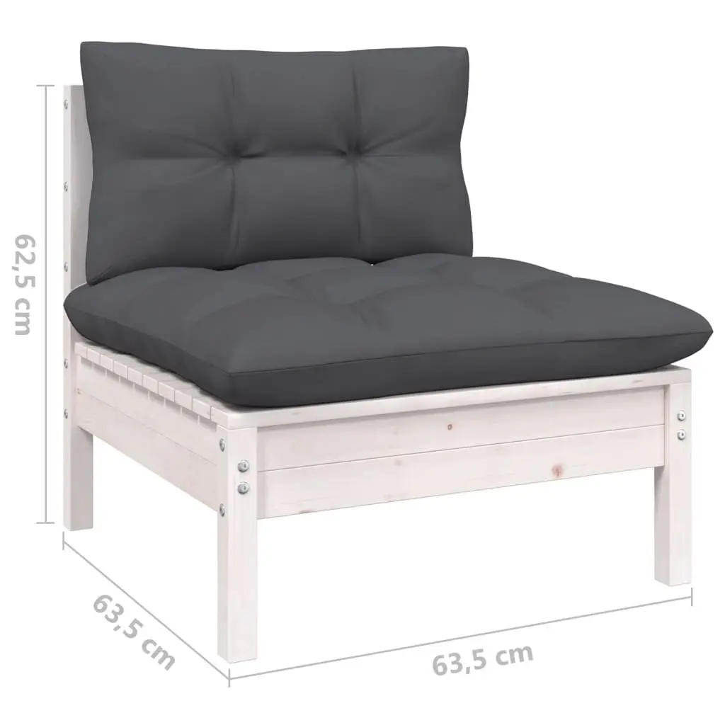 Garden Lounge Set 5 Piece White Outdoor Furniture Patio with Cushions