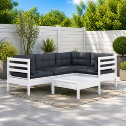 Comfortable and Practical 5-Piece Pinewood Lounge Set
