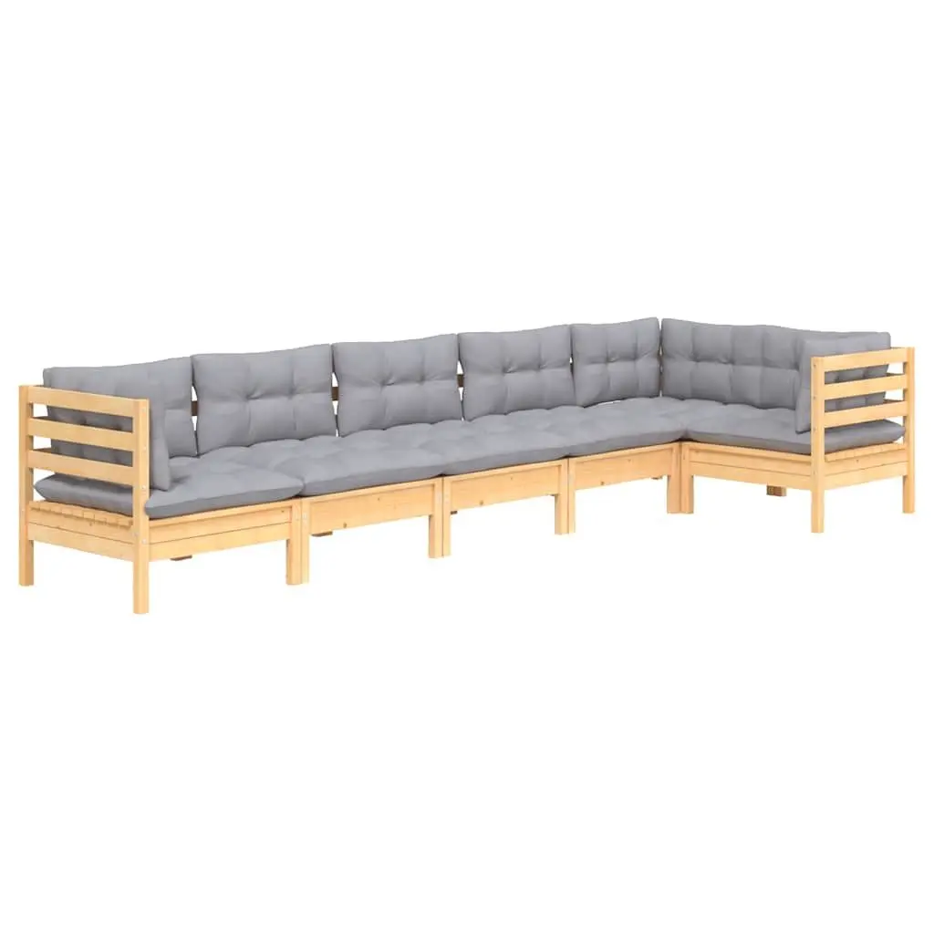 Garden Lounge Set Modular Outdoor Patio Furniture 6 Piece Grey Cushions