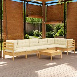 Cozy 7-Piece Outdoor Lounge Set with Cream Cushions