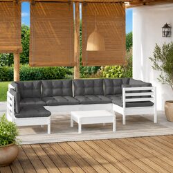 Practical 7-Piece White Lounge Set for Outdoor Use