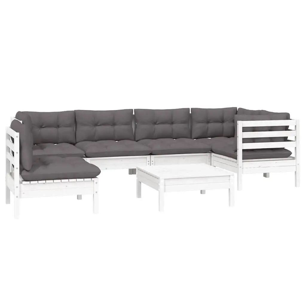 7 Piece Outdoor Garden Lounge Set Modular Patio Furniture White Cushioned